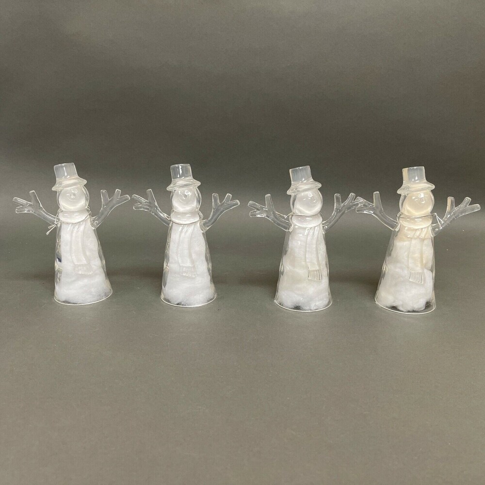 Clear Acrylic‎ Snowman Snowmen Figurines Christmas Decorations Lot of 4
